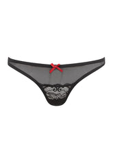 Barely Bare Mesh and Lace Panty - Black - One Size