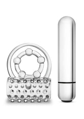 Stay Hard Vibrating Super Clitifier Cock Ring with Bullet - Clear