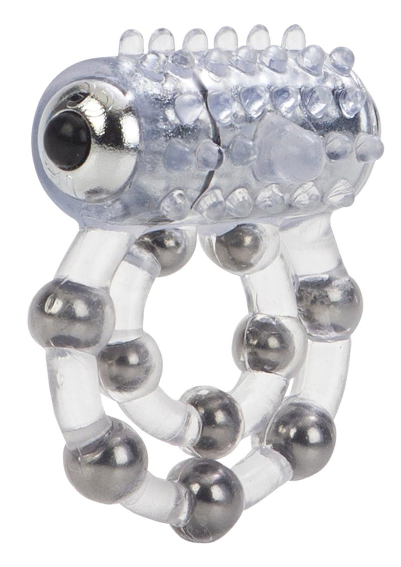 10 Bead Maximus Ring Vibrating Cock Ring - Clear