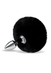 3fluffy Bunny Metal Plug W/ Black Tail - Black