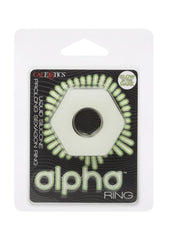 Alpha Glow In The Dark Liquid Silicone Prolong Sexagon Ring - White