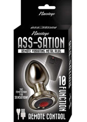 Ass-Sation Remote Control Rechargeable Vibrating Metal Anal Plug - Black/Metal