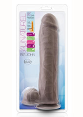 Au Naturel Big John Sensa Feel Dual Density Dildo with Balls - Chocolate - 11.5in