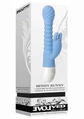 Bendy Bunny Rechargeable Silicone Dual Motor Rabbit Vibrator - Blue