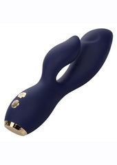 Chic Blossom Rechargeable Silicone Rabbit Vibrator - Blue