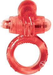 Clit Buddy 2 Rockin Rabbit Vibrating Cock Ring - Red