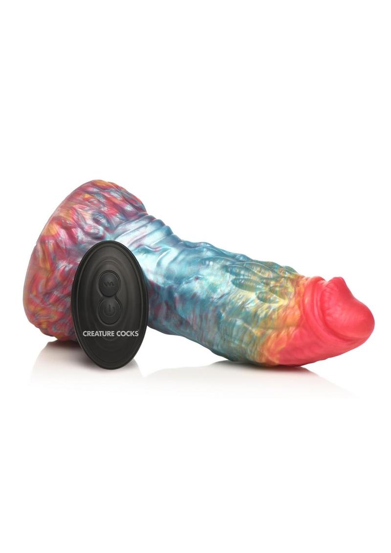 Creature Cocks Phoenix Vibrating Rechargeable Silicone Dildo - Multicolor/Rainbow