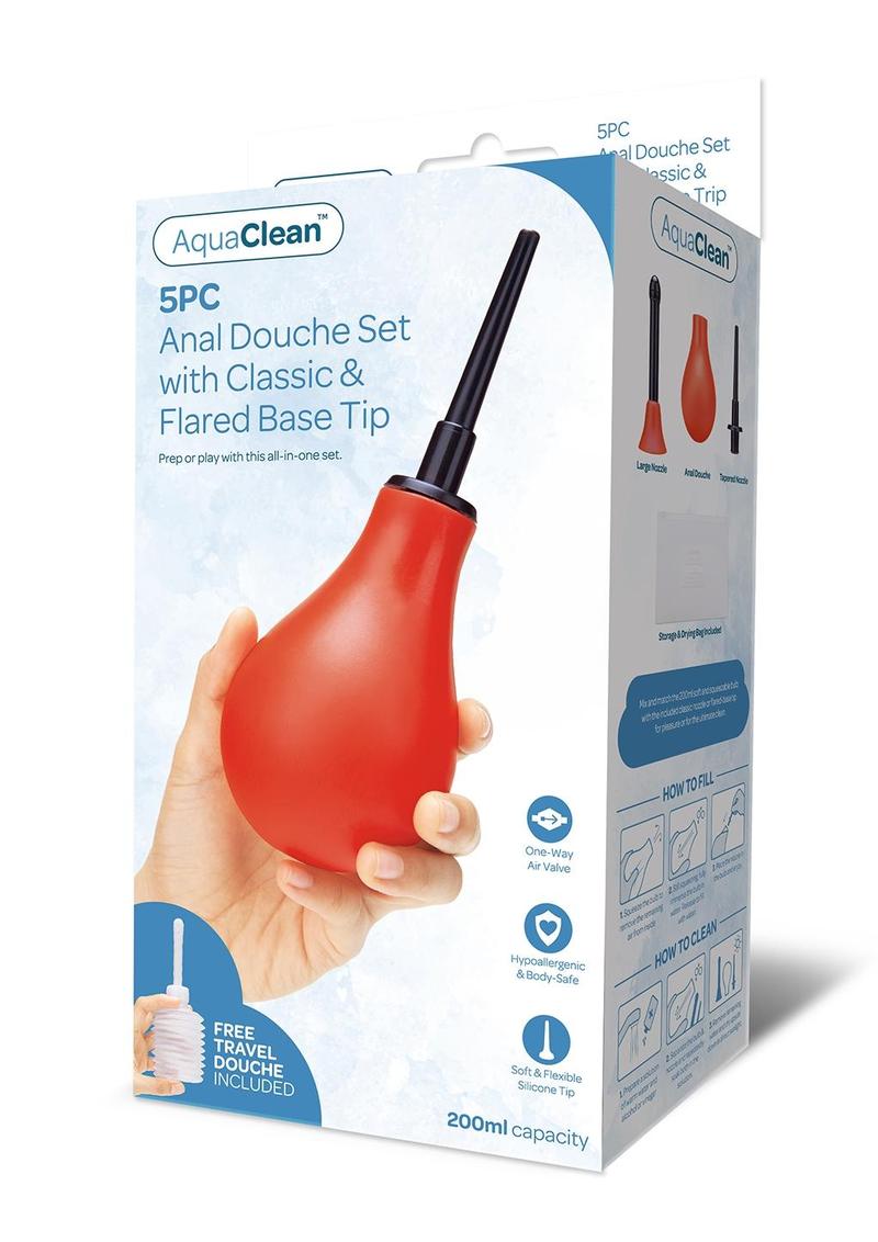 CS 3pc 200ml Douche Set Including Bulb - Black/Red