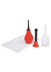 CS 3pc 200ml Douche Set Including Bulb - Black/Red