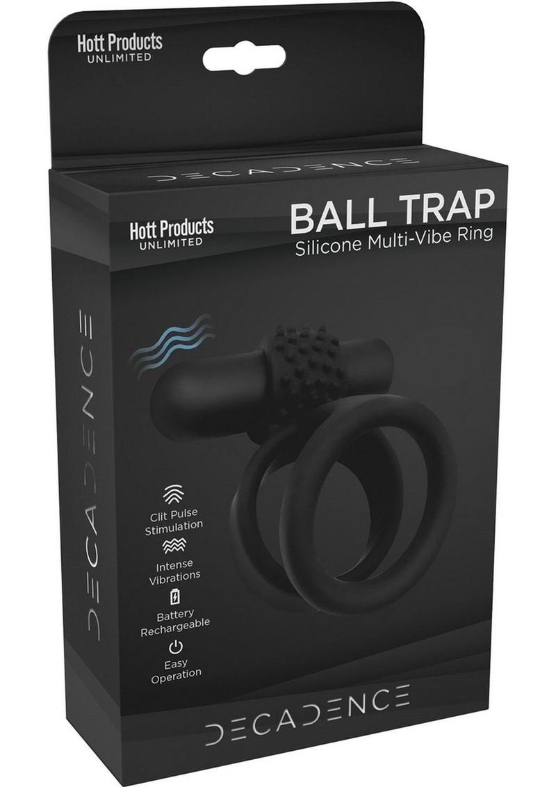 Decadence Ball Trap Silicone Cock and Ball Strap - Black