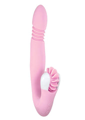 Devine Vibes Orgasm Wheel and Stroker Rechargeable Silicone Dual Vibrator - Pink