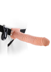 Fetish Fantasy Series Vibrating Hollow Strap-On Dildo and Harness with Remote Control - Vanilla - 11in