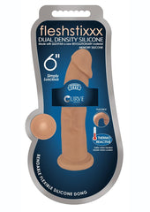 Fleshstixxx Dual Density Silicone Bendable Dong - Caramel - 6in