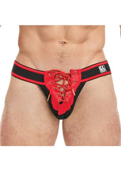 Goal Line Lace-Up Jockstrap - Red - Medium/Small