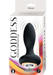 Goddess Diamond Vibrating Rechargeable Silicone Plug - Black