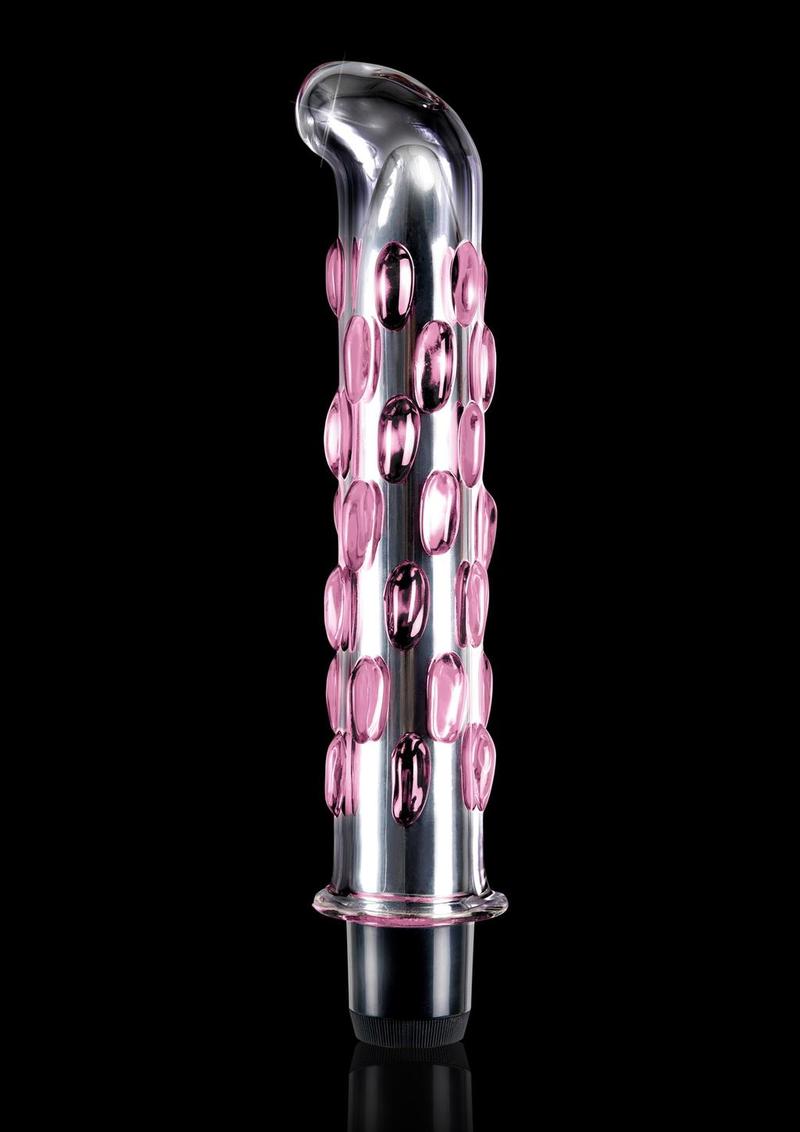 Icicles No 19 Textured Glass G-Spot Vibrator - Clear/Pink