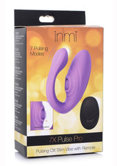 Inmi 7x Pulse Pro Pulsing Silicone Rechargeable Clit Stim Vibe with Remote Control - Purple