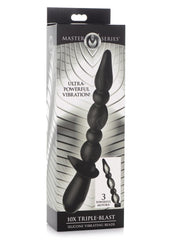 Master Series 10x Triple-Blast Silicone Rechargeable Vibrating Beads - Black