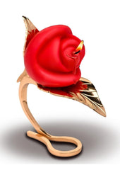 Master Series Burning Passion Rose Candle with Holder - Gold/Red