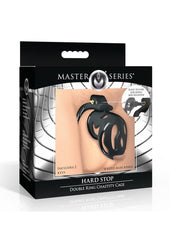 Master Series Hard Stop Double Ring Chastity Cage - Black