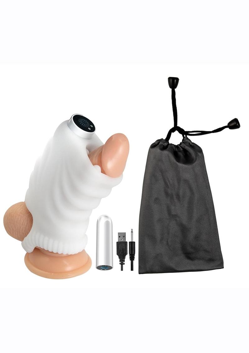 Masturbating Stroker Silicone Rechargeable Masturbator - White