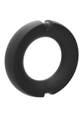 Merci Silicone Covered Metal Cock Ring - Black/Metal - 45mm