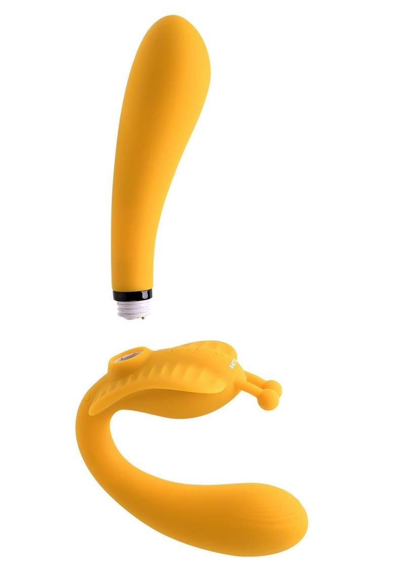 Monarch Silicone Rechargeable Triple Strapless Strap-On - Yellow