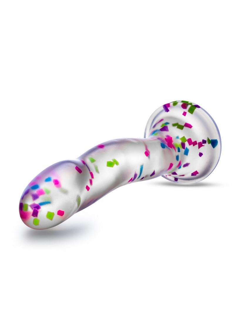 Neo Elite Glow In The Dark Silicone Hanky Panky Dildo 7.5in - Confetti - Glow In The Dark/Multicolor