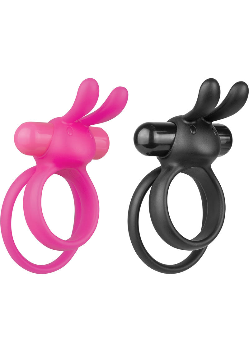 Ohare XL Silicone Wearable Rabbit Vibe Cock Ring Waterproof - Assorted Colors - 6 Pieces Per Box