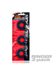 Oxballs Ringer Plus+ Silicone Cock Ring (3 Pack) - Night Edition - Black