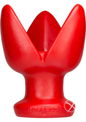 Oxballs Rosebud-1 Silicone Butt Plug with 3 Flanges - Red - Small