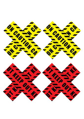 Peekaboos Caution X Pasties - Red/Yellow