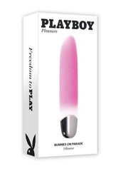 Playboy Bunnies On Parade Rechargeable Silicone Vibrator with Clitoral Stimulator - Pink