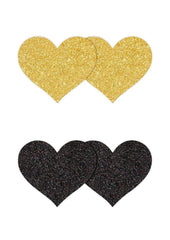 Pretty Pasties Glitter Hearts - Black/Gold