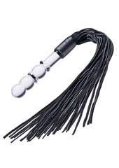 Prisms Lingam Glass Dildo Flogger - Black/Clear