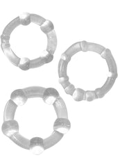 Ram Beaded Cock Rings - Clear - 3 Pack