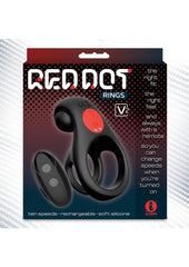 Red Dot Silicone Rechargeable Vibrating Cock Ring with Controller V2