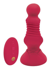 Remote Contrl Thrusting Rosebud Buttplug - Red/Rose