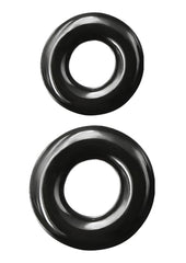 Renegade Double Stack Super Stretchable Cock Rings - Black - Set Of 2