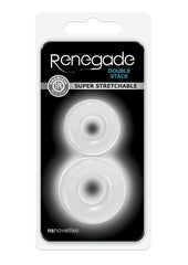 Renegade Double Stack Super Stretchable Cock Rings - Clear - Set Of 2