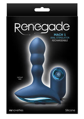 Renegade Mach 1 Rechargeable Silicone Vibrating Anal Stimulator with Remote Control - Blue