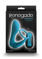 Renegade Slingshot II Rechargeable Silicone Cock Ring and Prostate Plug with Remote Control - Teal