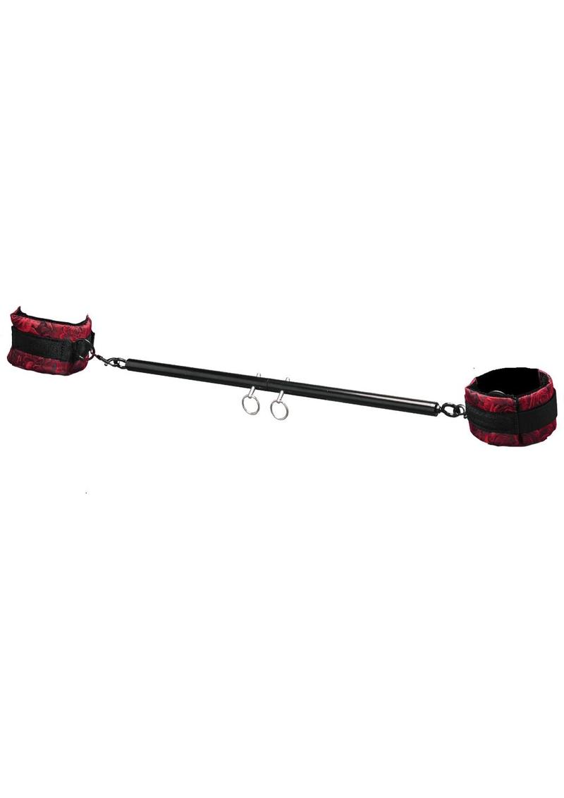 Rosegasm Spreader Bar Set W/ Ankle Cuffs - Black/Red/Rose