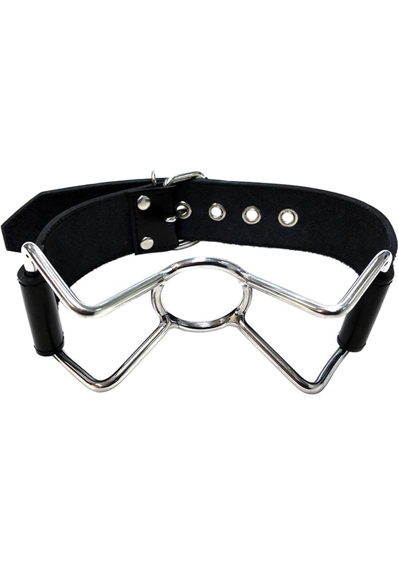 Rouge Leather Adjustable Spider Gag - Black