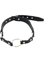 Rouge O Ring Leather Adjustable Mouth Gag - Black