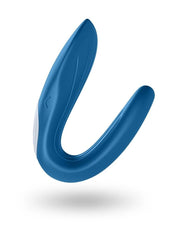 Satisfyer Double Whale Silicone USB Rechargeable Couples Vibrator Waterproof - Blue