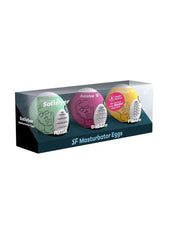 Satisfyer Masturbator Egg 3 Pack Set (Riffle, Bubble, Fierce - Assorted Colors/Multicolor