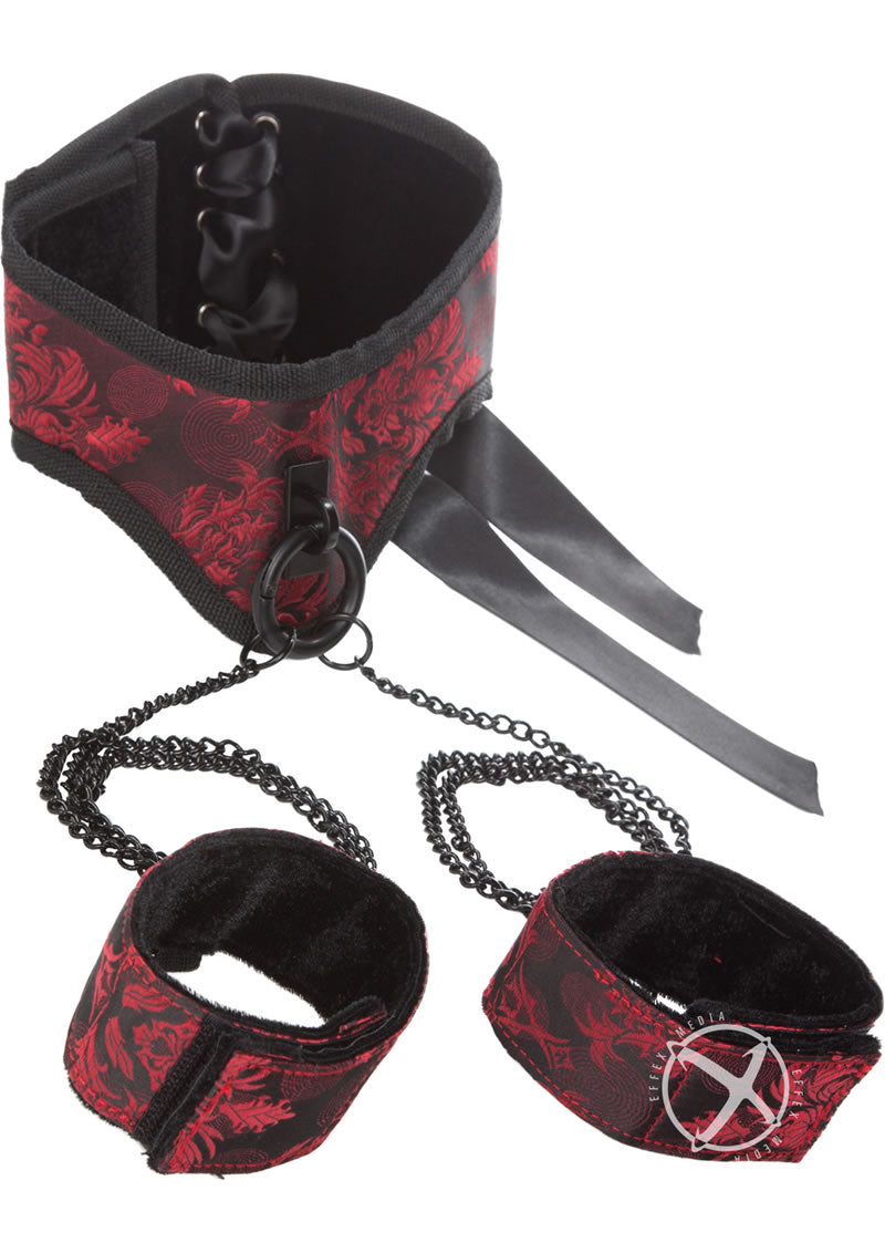 Scandal Posture Collar with Cuffs - Black/Red