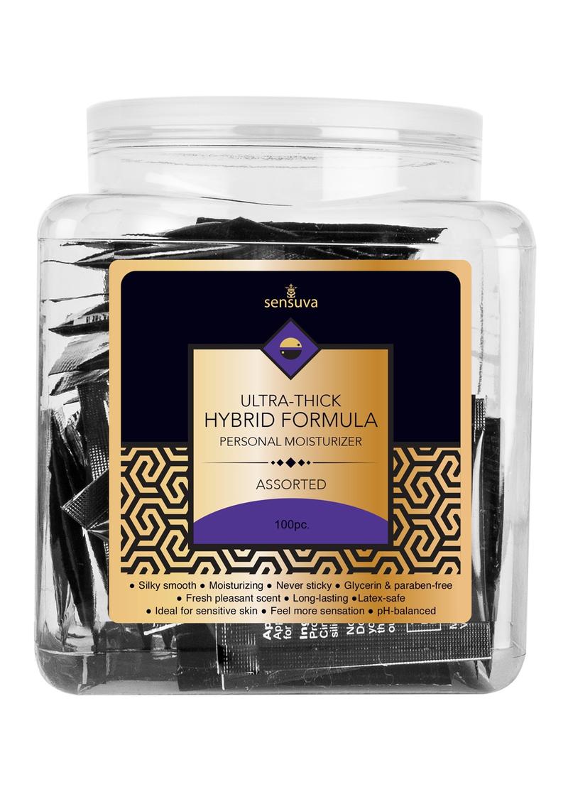 Sensuva Ultra Thick Hybrid Personal Moisturizer Assorted Flavored Lubricants - 100 Per Bowl