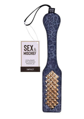 Sex and Mischief Cougar Studded Paddle - Blue/Gold/Navy